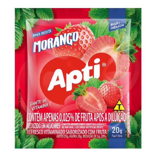 REFRESCO EM PÓ APTI 20GR MORANGO - DP COM 15 UN