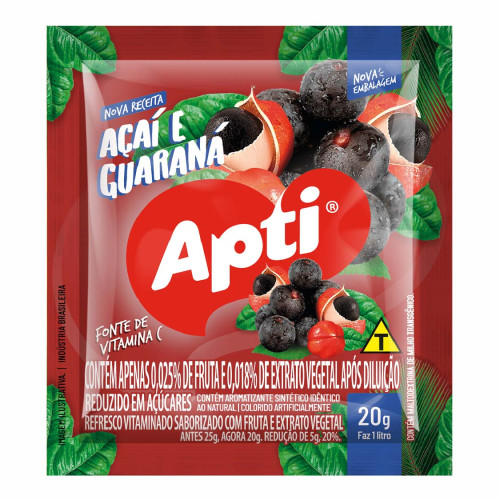 REFRESCO EM PÓ APTI 20GR AÇAÍ E GUARANÁ - DP COM 15 UN