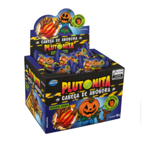 CHICLE PLUTONITA ARCOR CABEÇA DE ABOBORA 180GR - DP COM 40 UN