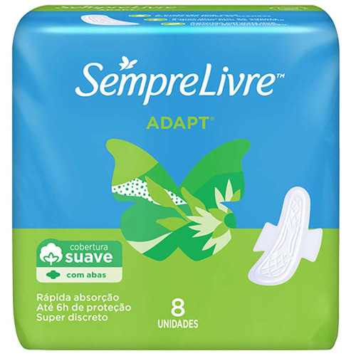 ABSORVENTE SEMPRE LIVRE C/ 8UN COM ABAS SUAVE - PC COM 12 UN