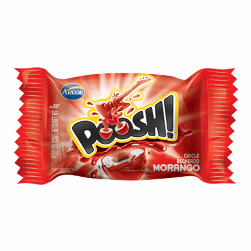 CHICLE POOSH MORANGO 200GR - DP COM 40 UN