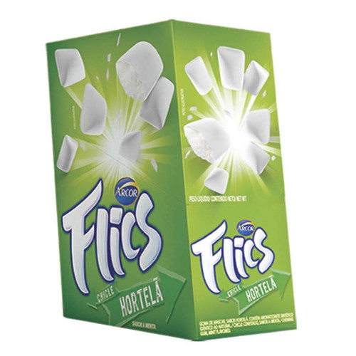 CHICLE FLICS HORTELÃ 204GR - DP COM 12 CARTELAS