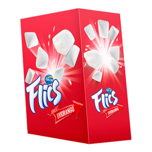 CHICLE FLICS MORANGO 204GR - DP COM 12 CARTELAS