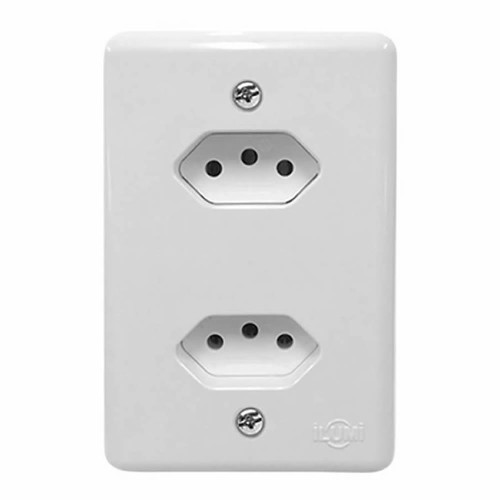 TOMADA DUPLA ILUMI BRANCA COM PLACA - CX COM 20 UN
