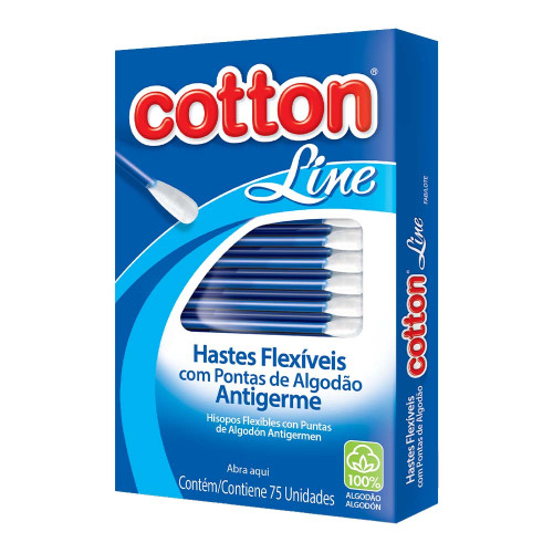 COTONETE COTTON LINE C/75XUN BRANCO - PC COM 12 UN