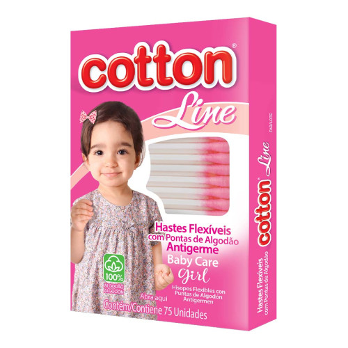 COTONETE COTTON LINE C/75XUN ROSA - PC COM 12 UN