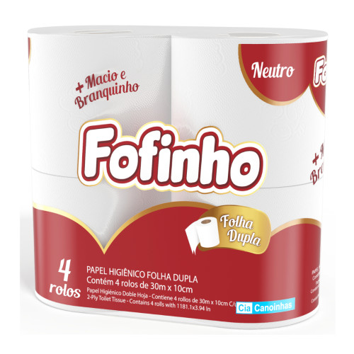 PAPEL HIGIÊNICO FOFINHO C/4 ROLOS 30 METROS FOLHA DUPLA - FD COM 24 PC