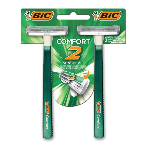 APARELHO DE BARBEAR BIC COMFORT 2 PELE SENSÍVEL - CARTELA COM 24 UN