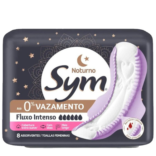ABSORVENTE SYM C/8UN NOTURNO 0% - PC COM 12 UN