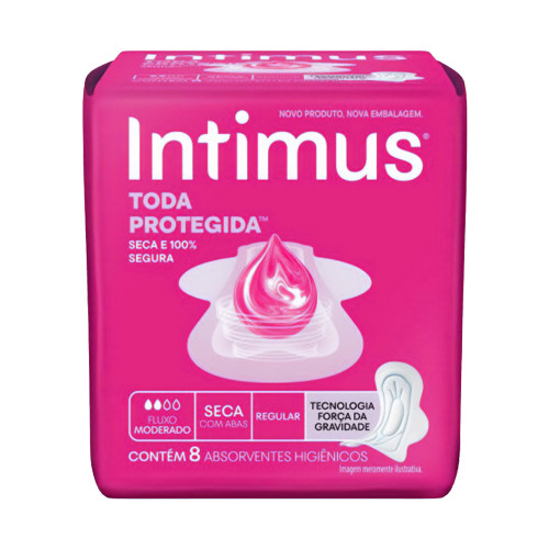 ABSORVENTE INTIMUS GEL C/ 8UN COM ABAS SECA - PC COM 12 UN