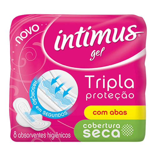 ABSORVENTE INTIMUS GEL C/ 8UN COM ABAS SECA - PC COM 12 UN