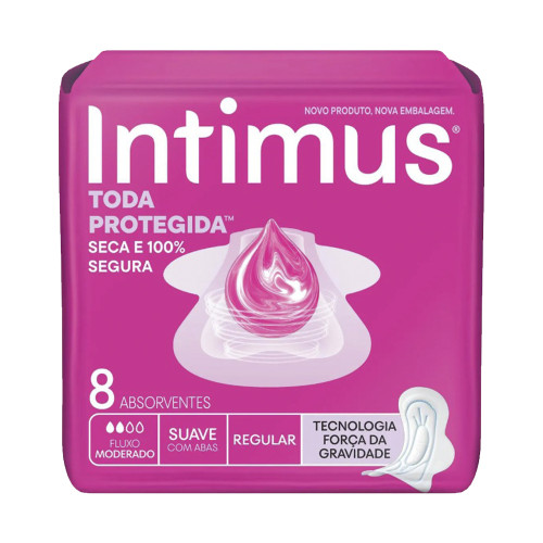 ABSORVENTE INTIMUS GEL C/ 8UN COM ABAS SUAVE - PC COM 12 UN