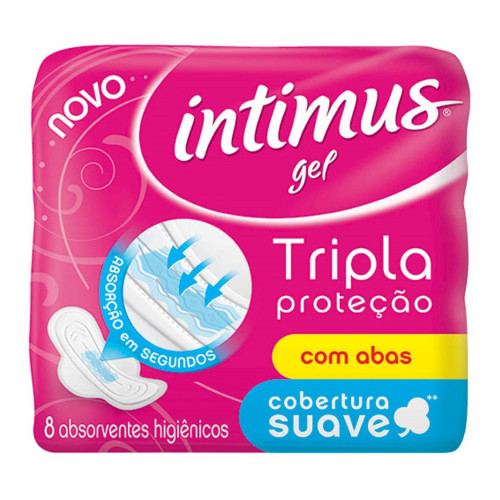 ABSORVENTE INTIMUS GEL C/ 8UN COM ABAS SUAVE - PC COM 12 UN