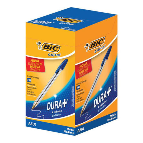 CANETA BIC CRISTAL AZUL - CX COM 50 UN