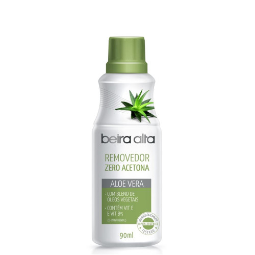 REMOVEDOR DE ESMALTES ZERO ACETONA BEIRA ALTA 90ML ALOE VERA - CX COM 24 UN