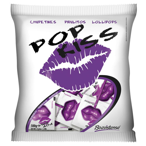 PIRULITO POP KISS 500GR - FRAMBOESA PC COM 50 UN