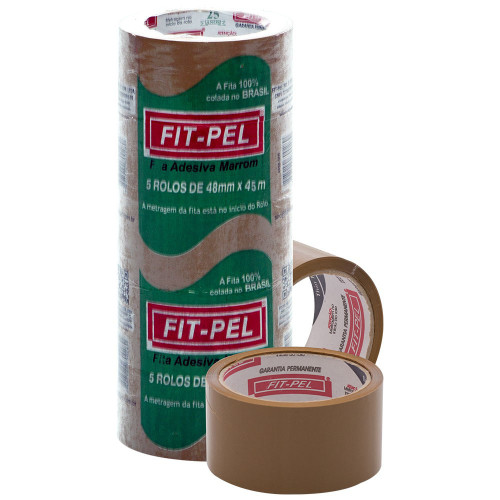 FITA ADESIVA FIT PEL 48MM X 45M LARGA MARROM - PC COM 5 UN