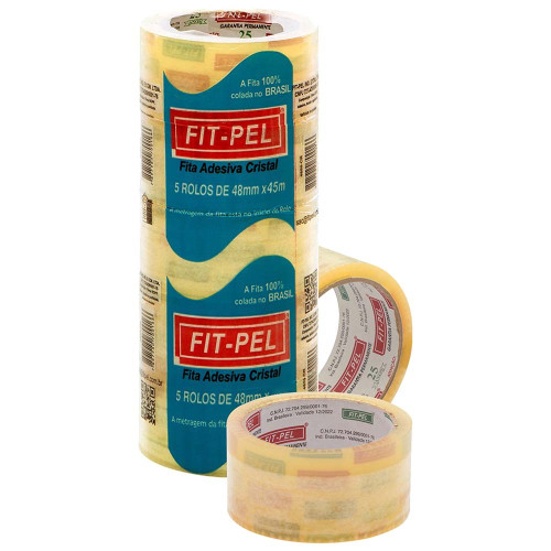 FITA ADESIVA FIT PEL 48MM X 45M LARGA TRANSPARENTE - PC COM 5 UN