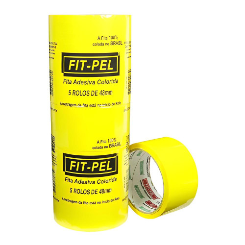 FITA ADESIVA FIT PEL 48MMX40M LARGA - AMARELO PC COM 5 UN