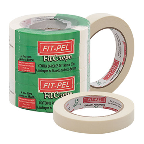 FITA CREPE FIT PEL 19MM X 50MT BRANCA - PC COM 6 UN