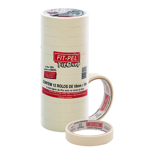 FITA CREPE FIT PEL 19MM X 10MT BRANCA - PC COM 12 UN