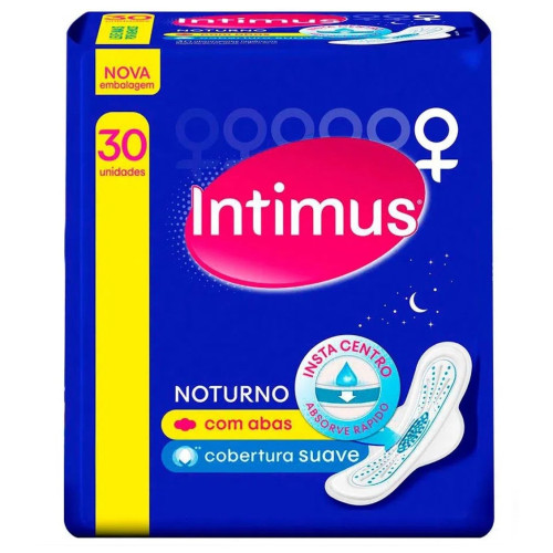 ABSORVENTE INTIMUS GEL NOTURNO C/30UN COM ABAS SUAVE - UNIDADE
