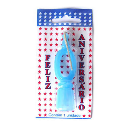 VELA DE ANIVERSÁRIO AZUL NÚMERO 0 - CX COM 10 UN