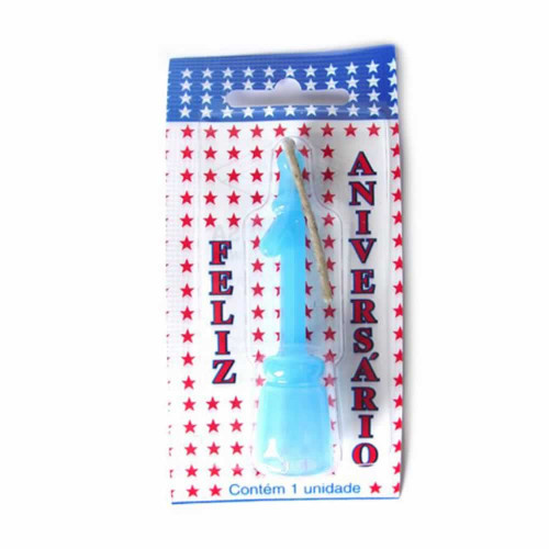 VELA DE ANIVERSÁRIO AZUL NÚMERO 1 - CX COM 10 UN