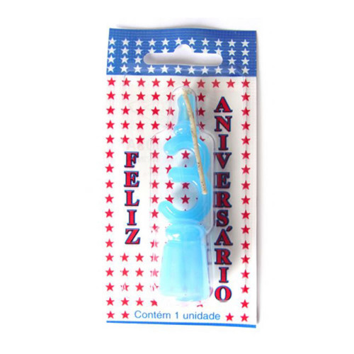 VELA DE ANIVERSÁRIO AZUL NÚMERO 3 - CX COM 10 UN