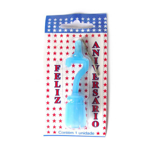 VELA DE ANIVERSÁRIO AZUL NÚMERO 7 - CX COM 10 UN