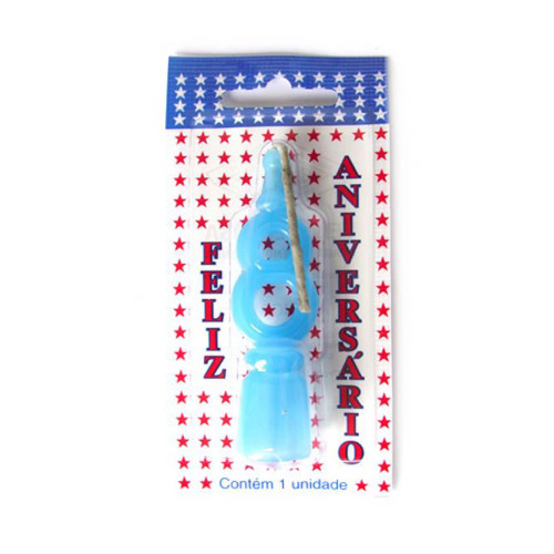 VELA DE ANIVERSÁRIO AZUL NÚMERO 8 - CX COM 10 UN