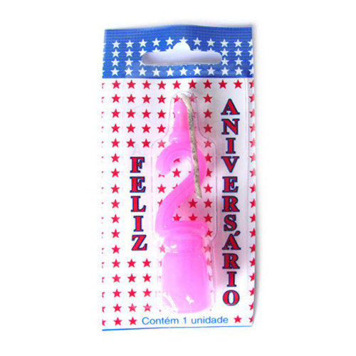 VELA DE ANIVERSÁRIO ROSA NÚMERO 2 - CX COM 10 UN