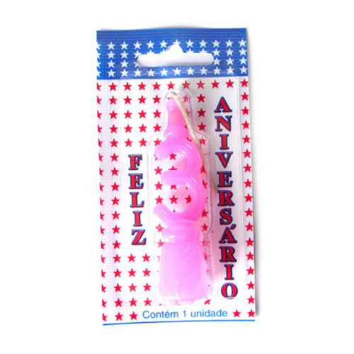 VELA DE ANIVERSÁRIO ROSA NÚMERO 3 - CX COM 10 UN