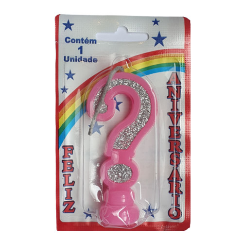 VELA DE ANIVERSÁRIO ROSA INTERROGAÇÃO - CX COM 10 UN