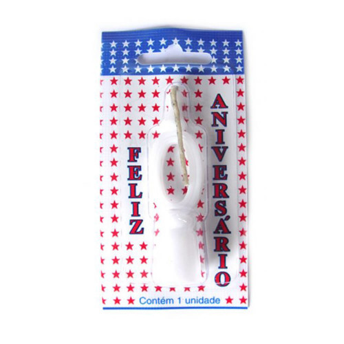 VELA DE ANIVERSÁRIO BRANCA NÚMERO 0 - CX COM 10 UN