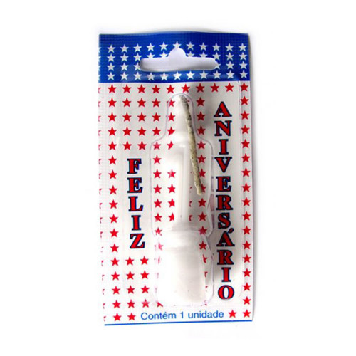 VELA DE ANIVERSÁRIO BRANCA NÚMERO 1 - CX COM 10 UN