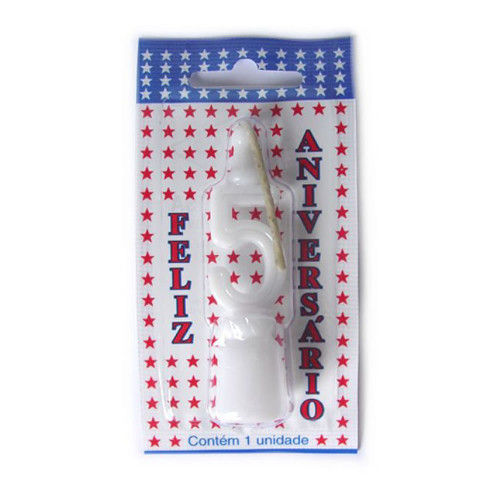 VELA DE ANIVERSÁRIO BRANCA NÚMERO 5 - CX COM 10 UN