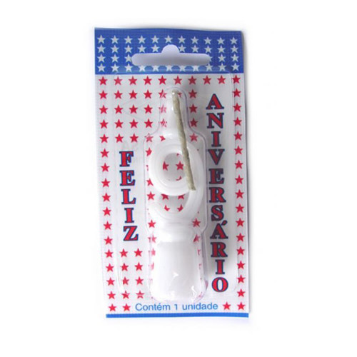 VELA DE ANIVERSÁRIO BRANCA NÚMERO 9 - CX COM 10 UN