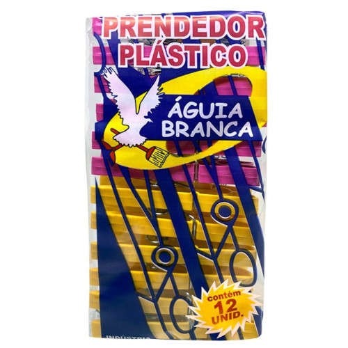 PRENDEDOR DE ROUPA ÁGUIA BRANCA PLÁSTICO C/12 PEQUENO - CX COM 50 UN