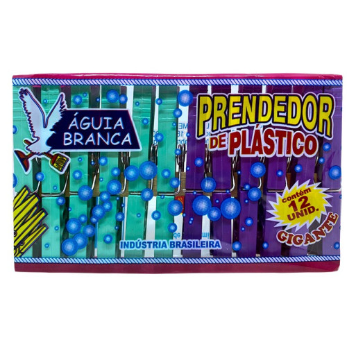PRENDEDOR AGUIA BRANCA PLASTICO C/12UN - GRANDE FD COM 50 UN
