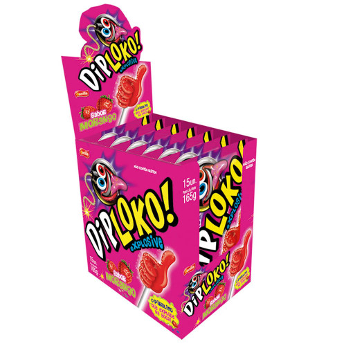 PIRULITO DIP LOKO EXPLOSIVE 165GR MORANGO - DP COM 15 UN