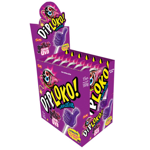PIRULITO DIP LOKO EXPLOSIVE 165GR UVA - DP COM 15 UN