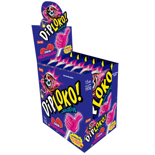 PIRULITO DIP LOKO BOOOM LIKE 165GR FRAMBOESA - DP COM 15 UN