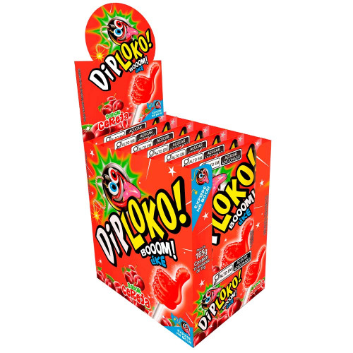 PIRULITO DIP LOKO BOOOM LIKE 165GR CEREJA - DP COM 15 UN