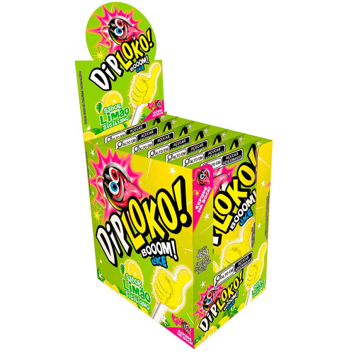 PIRULITO DIP LOKO BOOOM LIKE 165GR LIMÃO - DP COM 15 UN