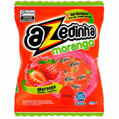 BALA RICLAN FREEGELLS MASTIGÁVEL AZEDINHA 500GR MORANGO - UNIDADE