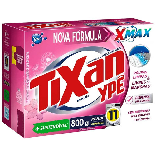 LAVA ROUPAS EM PÓ TIXAN YPÊ 800GR MACIEZ - CX COM 24 UN