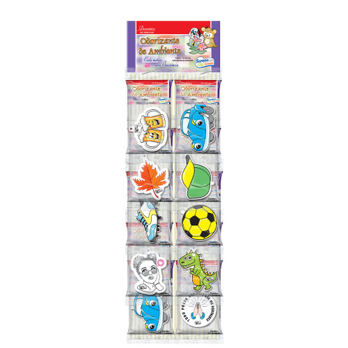 ODORIZANTE DE AMBIENTES DECORATIVO SAMPA CLEAN BICHOS - CARTELA COM 10 UN