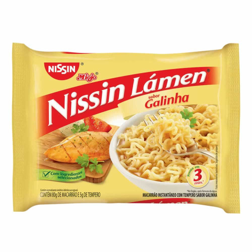MACARRÃO INSTANTÂNEO NISSIN MIOJO LÁMEN 80GR GALINHA - CX COM 50 UN