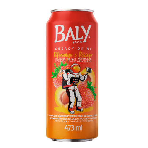 ENERGÉTICO BALY LATA 473ML MORANGO E PÊSSEGO - FD COM 6 UN